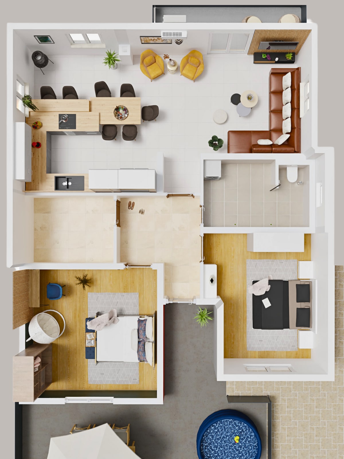 Grundriss Ferienhaus Biograci - 90 Quadratmeter, 2 Schlafzimmer, 1 Badezimmer